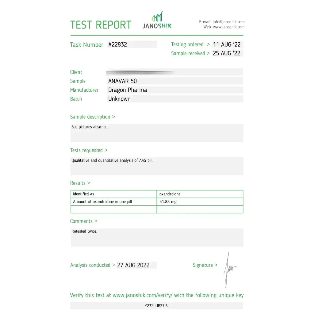 Anavar 50 lab result 2022-08-27
