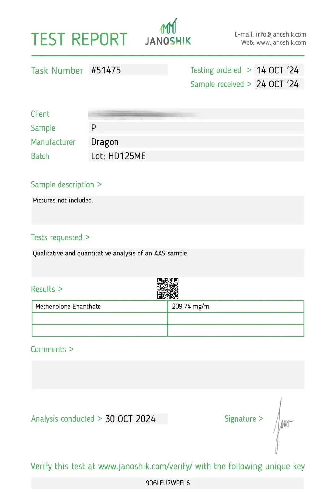 Primobolan 200 lab result 2024-10-30