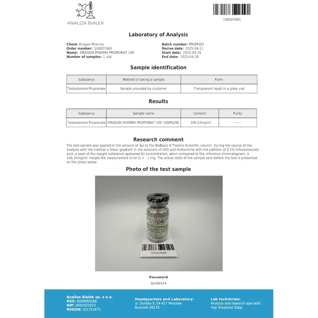 Propionat 100 lab result 2025-04-18