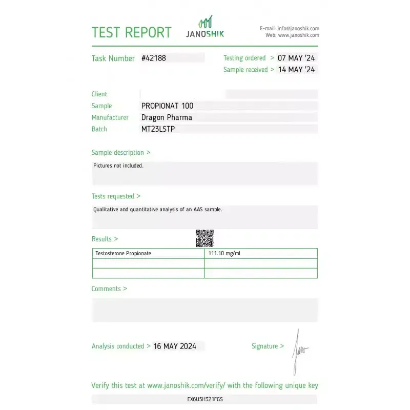 Propionat 100 lab result 2024-05-16