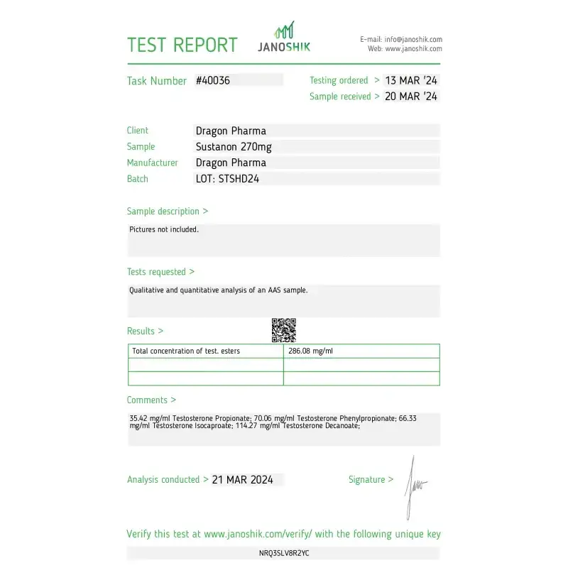 Sustanon 270 lab result 2024-03-21