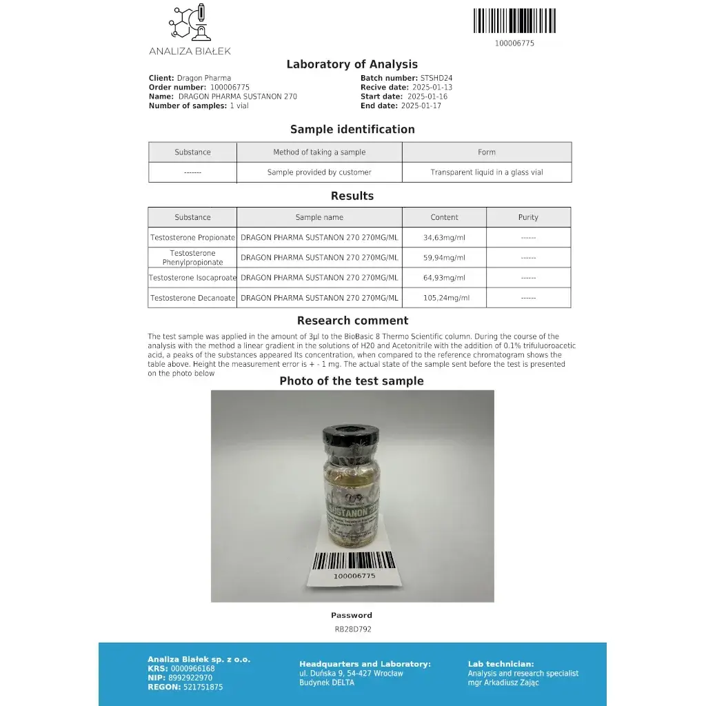 Sustanon 270 lab result 2025-01-17