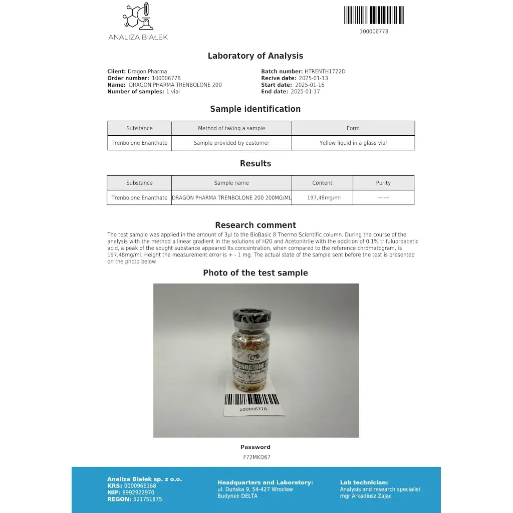 Trenbolone 200 lab result 2025-01-17