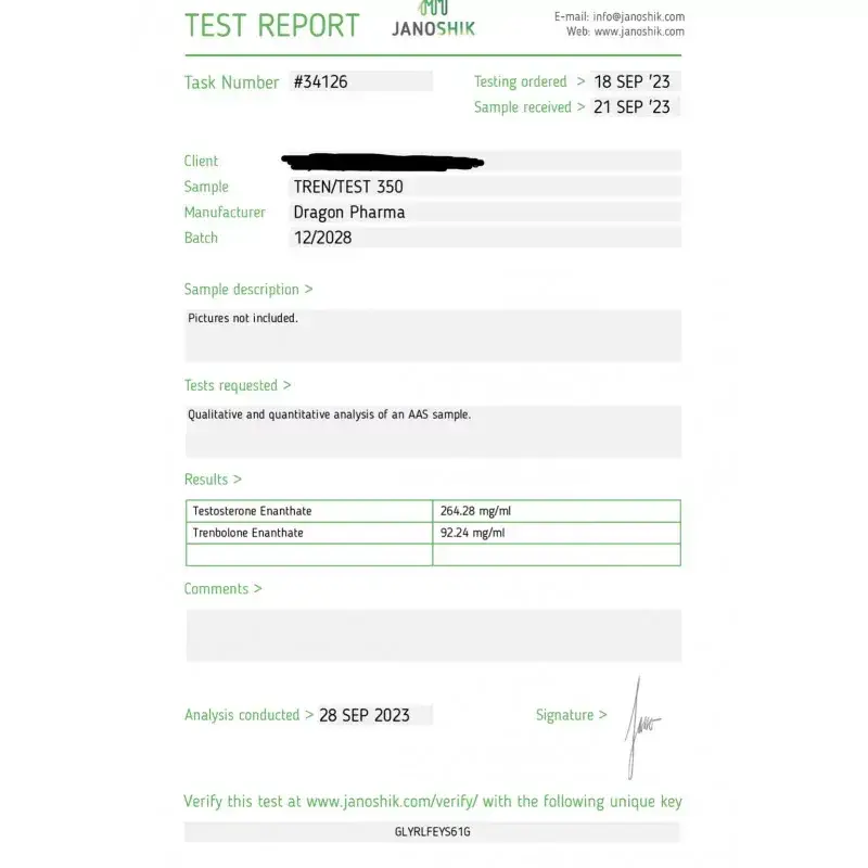 Tren/Test 350 lab result 2023-09-28