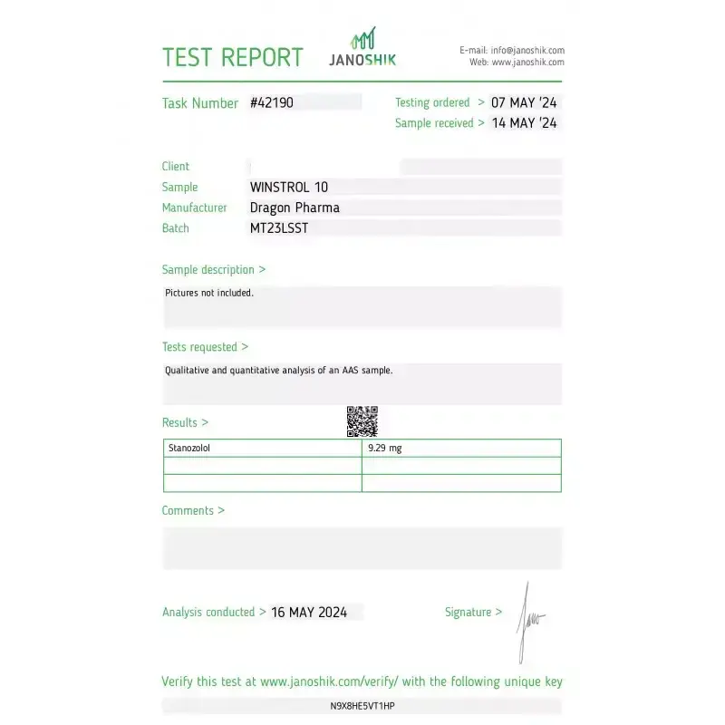 Winstrol 10 lab result 2024-05-16
