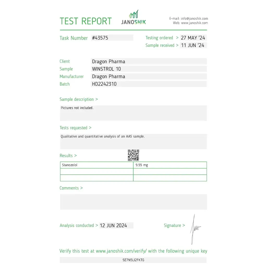 Winstrol 10 lab result 2024-06-12